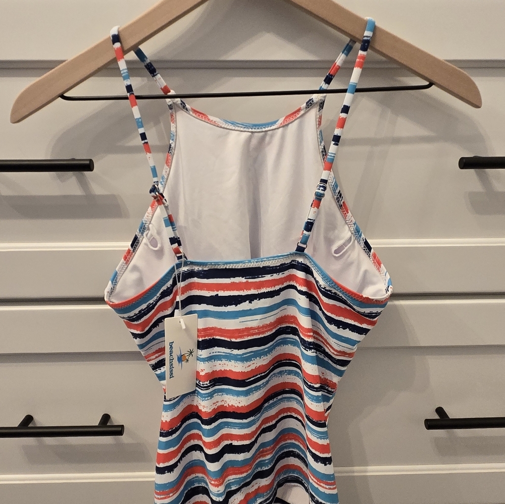 Striped Multicolor Womens Tankini Top